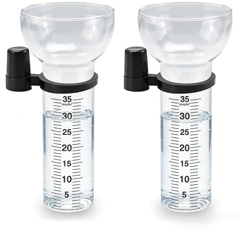 KEUGT Pluviomètres,2 Pièces Compteur pour Le Jardin,35 mm/m² | Verre de Rechange pour Pluviomètre avec Support,Pluviomètres en Forme d'entonnoir,Extérieur,Antigel Pluviometre pour Cour