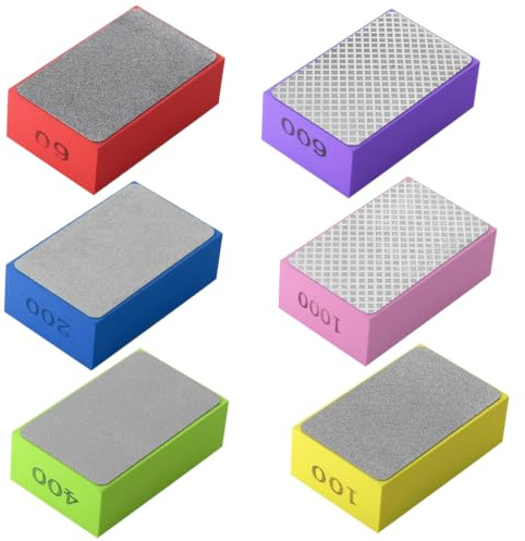 Zocipro Lot de 6 Cale a Poncer Carrelage, Éponges de Ponçage | pour Carrelage, Verre & Céramique, Papier Abrasif Diamant pour Poncer, Polir & Ébavurer, 60#, 100#, 200#, 400#, 600#, 1000#