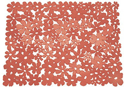 iDesign Blumz Floral BPA-Free Flexible PVC Plastic Large Sink Protector Mat - 16 x 12.5, Red