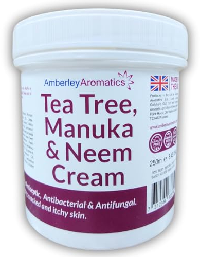 Tea Tree, Manuka & Neem Cream 350ml - Antibacterial, Anti-fungal, Antiseptic, Anti-Itch, Dry, Chapped & Cracked Skin, Eczema, Psoriasis, Jock Itch, Fungal infections. Fast Effective Relief
