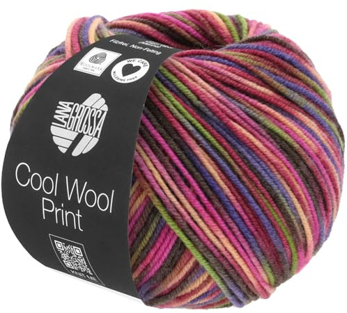 LANA GROSSA Cool Wool Print | Extrafeine Merinowolle waschmaschinenfest und filzfrei | Handstrickgarn aus 100% Schurwolle (Merino extrafein) | 50g Wolle zum Stricken & Häkeln | 160m Garn FB 749