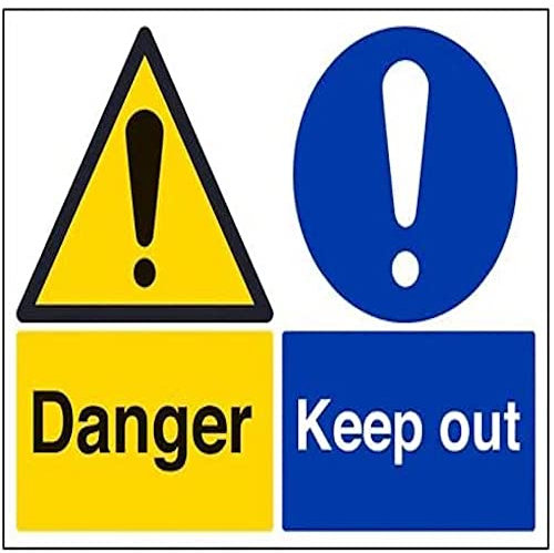 V Safety Danger. Keep Out Warning Sign - 400mm x 300mm - 1mm Rigid Plastic