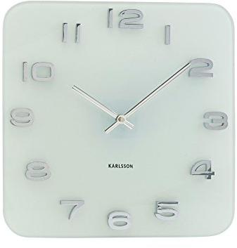 Karlsson Wanduhr Vintage - Weiß - 35x35cm - Quadratisch - Glas - Wanduhr Modern Wohnzimmer - Wanduhren