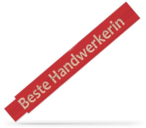 andSmile Zollstock rot - Meterstab mit Gravur beste Handwerkerin - Werkzeug für Frauen aus hochwertigem Buchenholz - Geschenk für Frau, Mama, zum Geburtstag, Muttertag