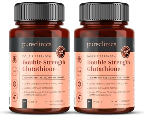 Double Strength Glutathione 1000 mg x 120 tabletter (2 flaskor om 60). Innehåller 500 mg Glutathion, 300 mg ALA och 200 mg C-vitamin per tablett