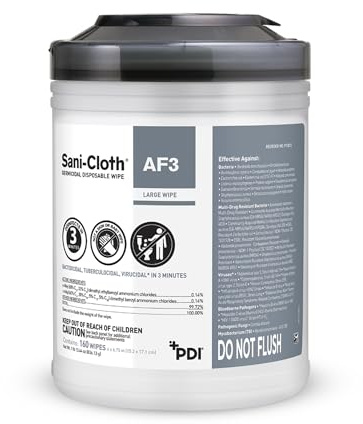 Sani-Cloth AF3, Surface Disinfecting Wipes, Fragrance Free, Alcohol-Free, Large Canister, 160 Wipes