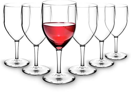 RBDRINKS RB Verres à Vin Rouge Plastique Supérieure Incassables Réutilisables 25cl, Lot de 6
