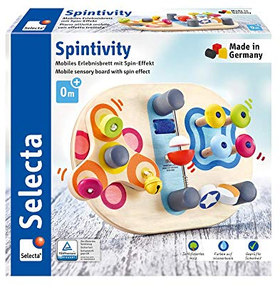 Selecta 62064 Spintivity, Motorikbrett aus Holz, 20 cm, Spinitivity