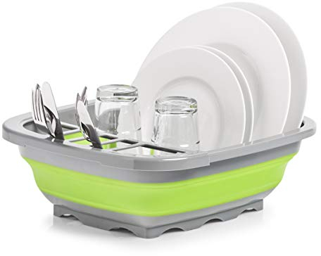 Zeller 26625 - Scolapiatti pieghevole, in plastica, colore: Grigio/Verde