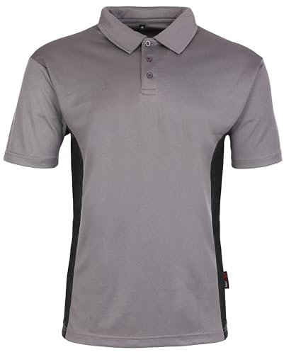 TuffStuff - Elite Polo Shirt for Work - Size Medium, Grey - 100% Polyester - Easy Care - Lightweight, Breathable & Moisture-Wicking with Contrast Panels - Versatile Work Wear