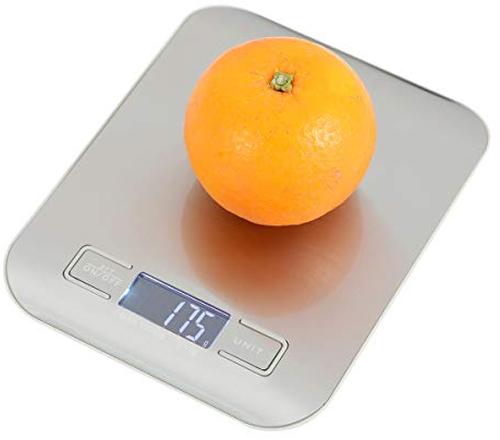 TOPWAY Digitale Küchenwaage 10kg 22lbs, Premium-Edelstahl Ultradünne Digitalwaage Elektronische Waage Küche Lebensmittelwaage mit LCD Display für Hausmannskost Backen und Kochen 833163