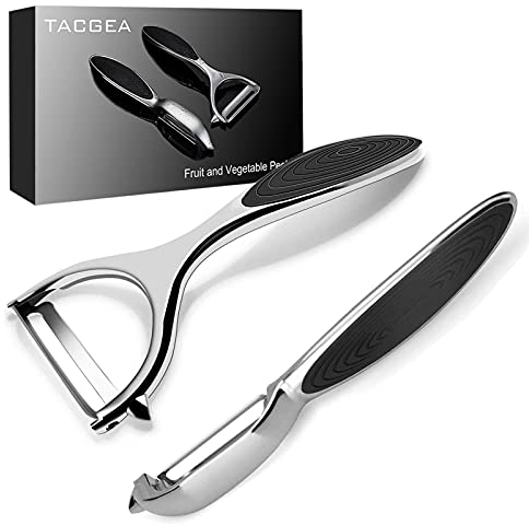 TACGEA Gemüseschäler für Küche, Kartoffelschäler für Obst gerade Klinge, langlebiger rutschfester Griff, 2 Stück