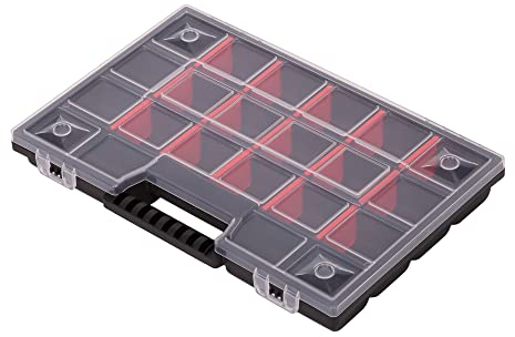 Mivos Boîte de Rangement 12 pour Accessoires et Petites Pièces - Boîte à Vis avec 21 Compartiments de Rangement - Rangement Organiseur d'outils 290 x 195 x 35 mm - Boîte de Tri - Made in EU