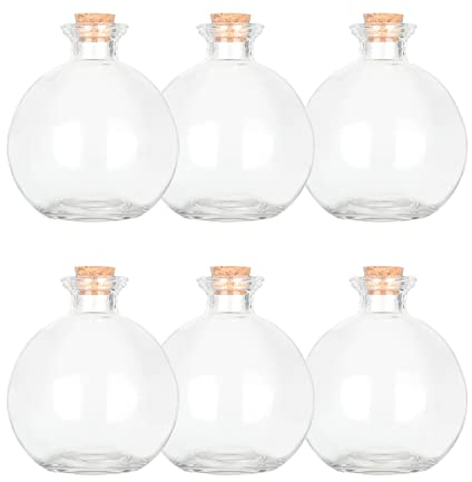 Magic Season Decorative Glass Bottles with Cork Stoppers - 260 ml Potion Bottles (6 Pcs)