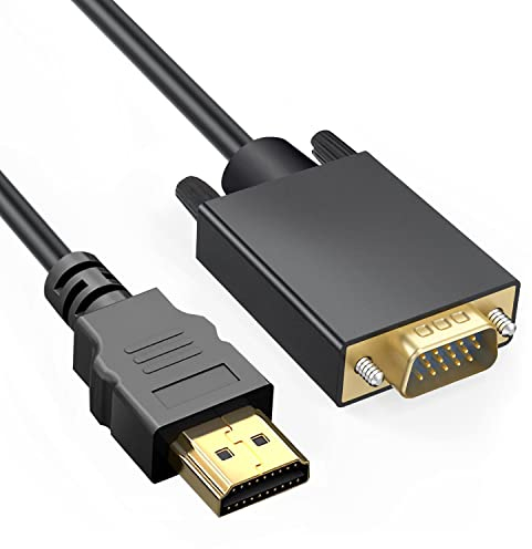 Omivine 1,8M HDMI auf VGA kabel, 1080P HDMI (Ein) auf VGA (Aus) Einwegübertragung Kable kompatibel mit Raspberry Pi, Roku, Computer, Desktop, Laptop, PC, Monitor, Projektor, HDTV-1,8M