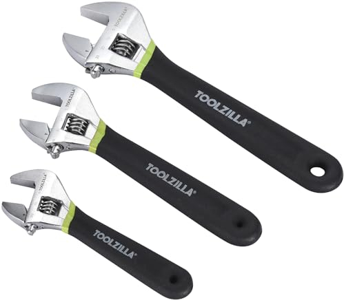 TOOLZILLA Adjustable Wrench - Set of 3 Hexagonal Wrenches Quick and Accurate Size Adjustment for Various Tasks - Durable Construction for Home, Garage, Workshop, Plumbing, and More