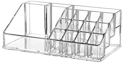 SUL Makeup Organiser, Acrylic Lip Gloss makeup accessories Holder Case, Makeup Lipstick Cosmetic organiser Display Stand, 16 Grids Makeup Storage Organizer for Dresser, Bedroom, Bathroom(Clear)