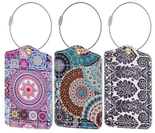 Fishent Luggage Tag, 3 Pack Travel Cruise Luggage Tags for Suitcases, Cute Suitcase Tags Identifiers Bag Tags with Privacy Flap, Baggage Name Tag for Women Men Luggage Backpack Handbag School Bag