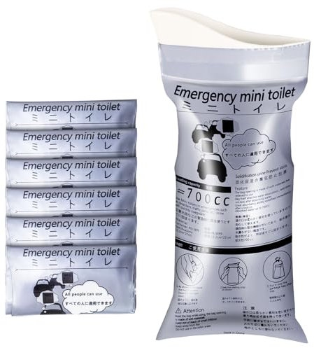 700ml Disposable Travel Toilet Bag – No-Spill with Solidifier Gel for Cars Vans HGV & Camping – Unisex Leak-Proof Emergency Urinal for Adults & Children – 6-Pack