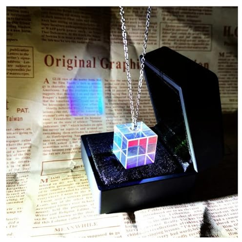 Prismen & Kaleidoskope Halskette Licht Geschenk hängende Kette Farbe Prisma Lichtwürfel Optik-Kits für den naturwissenschaftlichen Unterri (Color : Necklace 20mm Box)