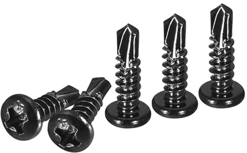 DTGN #8x5/8 Pan Head Self Drilling Screws - 100Pack - Black Oxide 410 Stainless Steel Phillips Drive Self Tapping Sheet Metal Screws