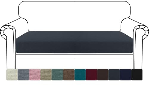 YSTELLAA Copriseduta Divano Elasticizzato, Copricuscino Divano Universale, Fodera Cuscino Seduta Antiscivolo, Lavabile, Super Morbido, 2 Posti, Grigio Scuro