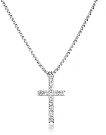 WKRTDY 1 pcs Collana unisex in acciaio inox con pendente croce e zirconi, catena rapper retrò, ciondolo pendaglio fatto a mano con cura, Perfetto come regalo per lui o per lei