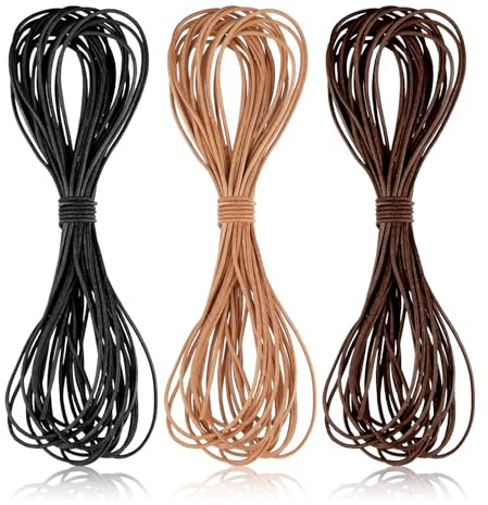 Deepton 3-Farben Lederband, 5m x 1mm für Ketten und Armbänder, Faux Wildleder, mit Verschluss, DIY Schmuck