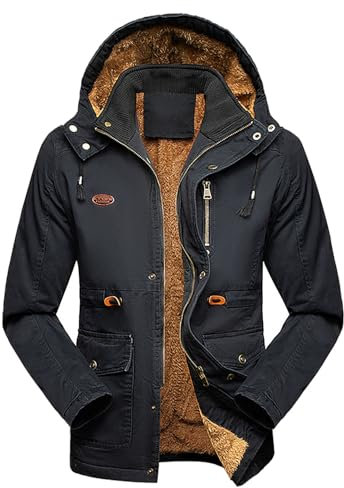 SRZYMJ Schwarz Puffer Jacket - Black - Jacke Herren - 2-Wege Reißverschluss - Metall Logo - Innentasche mit Reißverschluss - Kordelzug - 100% Nylon Obermaterial Kurzmantel Übergang Fahrrad Poncho