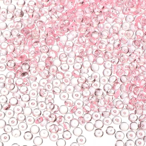 PATIKIL 1.1LB Flat Marbles, 7mm (0.28) Mini Acrylic Gems for Vases Filler Glass Beads Fish Tank Table Scatter Home Decor DIY Crafts, Pink