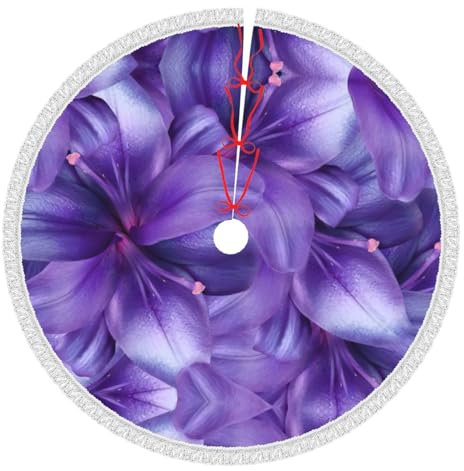 Bequemer lila Lilien-Blumen-Druck, Winterurlaub-Dekoration, Baumrock mit Quaste für Bauernhäuser, Zuhause, Party-Zubehör