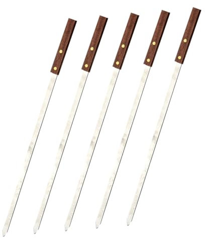 BESPORTBLE 5piezas Brochetas Inoxidable De Unidades Reutilizables Mango De Madera Para Barbacoa Fiestas y Cenas
