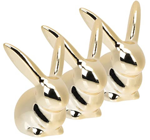 Garneck 3st Goldener Keramikkaninchen Figuren Ammer Hase Häschen-Statue Wurf Sackleinen Futterspender Plüsch Tortendeko Einschulung Kaninchenstatue Mini-Kaninchen Tiere Skulptur