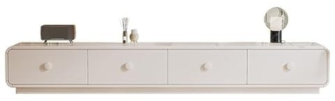 AFGFGHES Meuble TV Meuble TV d'angle Arrondi Blanc, Salon Moderne, Maison, Petit Appartement, Meuble TV Consoles TV pour Salon(220x30x30cm)