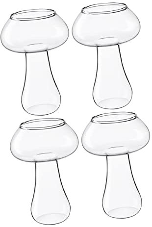 Zerodeko 4pezzi Bicchieri Trasparenti Mushroom Design Per Whiskey e Cocktail Di Bicchieri Portatili Creativi Per Vino e Bevande Adatti Per Casa Bar e Feste