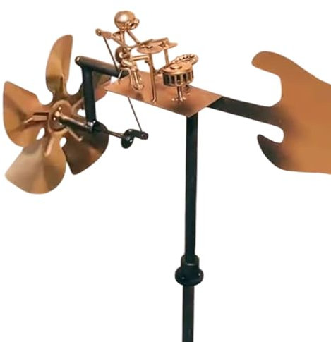 Estatua de molino de viento para jardín, escultura de metal, decoración cinética de viento, resistente a la intemperie, para césped, patio trasero, terraza