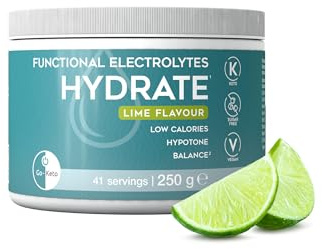 Go-Keto Functional Electrolytes HYDRATE, 250g, – hochdosiertes Elektrolyte Hydration Drink Pulver, 41 Portionen, Lime Geschmack, zuckerfrei, keto