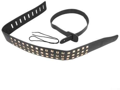 Dramatisches Nieten-Design auf strapazierfähigem, verstellbarem Rindsleder-Gitarrengurt, geeignet für alle Gitarren (B)