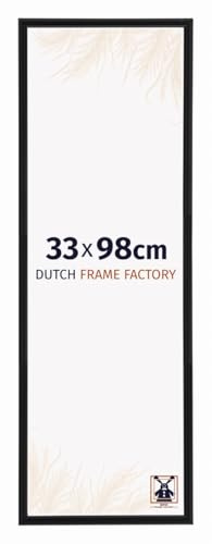 Dutch Frame Factory - Bilderrahmen 33x98 cm Schwarz Matt - Kunststoff | Antireflex-Acrylglas aus Kunststoff, Wandmontage, Geeignet für Fotos, Poster und Puzzles, Angers, Made in Holland