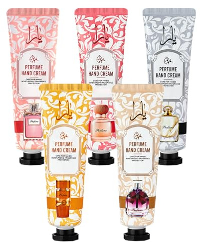XPEX 5Pcs Crema Di Mani Mini,Set Regalo Per Le Femminile Fragranza Mano Umidità Crema Mani Asciutte e Screpolate,Piccolo Per Donne,Regalo Di Natale e Compleanno