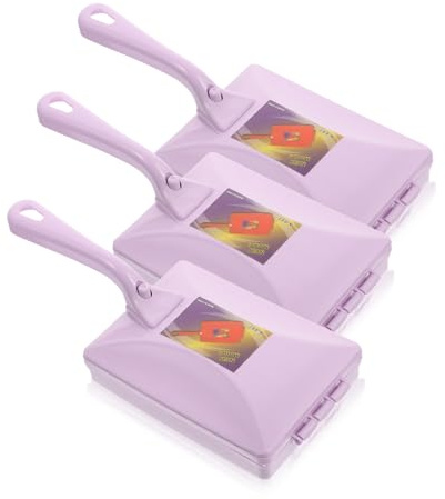 Amosfun 3pcs Multi-function Roller Hair Remover Brush with Handle Purple Lint and Pet Hair Cleaning Tool for Furniture Clothes and Upholstery Household Removal Cleaner