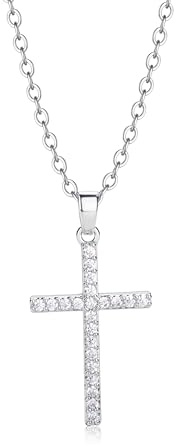 BodyBonita Collana con Croce Donna, Collana Donna Ipoallergeniche, Ciondolo Croce Semplice Collane con Zirconia Cubica, 16K Placcato Oro/Argento 925 Placcato Choker Gioielli Moda S-B