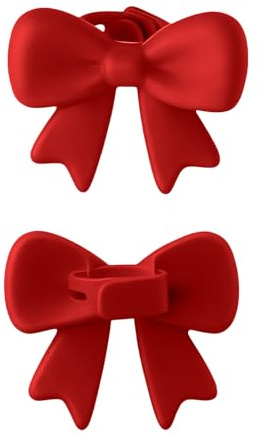 3D Bows Headphones Accessories, Cute Stylish Earphone Decorations, Bows Coquettish Headphone Clip, Headphone Clip Headset Attachment, 2 Pack 3D Bows Decor for Headphones, Silicone (red)