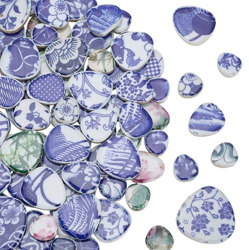 SOFPLATE 500g di Piastrelle A Mosaico Cinesi Rotte In Porcellana Pezzi Irregolari Blu e Bianchi Piastrelle Cinesi In Ceramica Sfuse per Lavori Creativi Fai Da Te Cornici Piatti Vasi Da Fiori Tazze e D