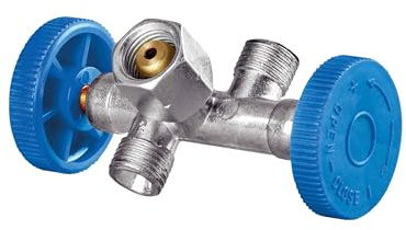 CFH Zweiwegeventil ZV 492 – Gasverteiler für LPG, Propan und Butan, Zubehör zur Gasverteilung auf zwei Endgeräte, G 1/4 LH Anschlüsse, max. 4 bar Regeldruck, DIN EN 560