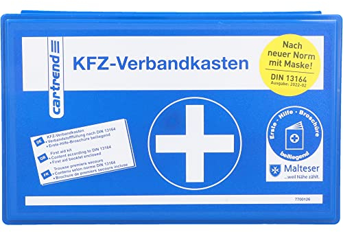 cartrend Verbandkasten Classic mit Malteser Erste-Hilfe-Sofortmaßnahmen, DIN 13164, blau