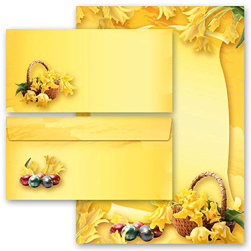 Briefpapier Set, 20 tlg. Ostern, OSTERFEST 10 Blatt Briefpapier + 10 passende Briefumschläge DIN LANG ohne Fenster