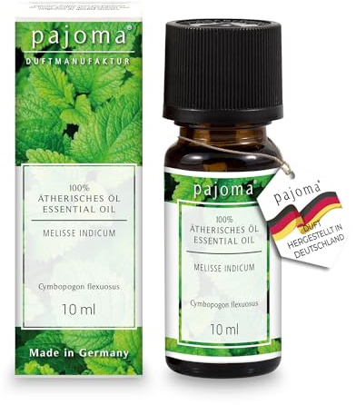 pajoma® Duftöl 10 ml, Melisse Indicum | 100% Naturrein Ätherisches Öl für Aromatherapie, Duftlampe, Aroma Diffuser, Massage, Naturkosmetik | Premium Qualität