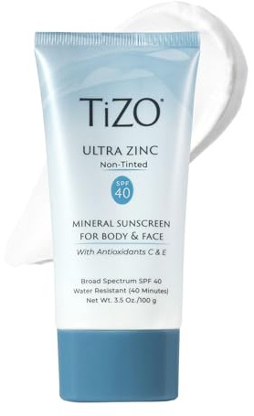 TiZO® Ultra Zinc | Non Tinted | Broad Spectrum SPF 40 for face and body | UVA and UVB protection | 20% Zinc Oxide formula | All Skin Types | 3.5 oz/100 g