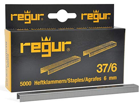 REGUR Typ 37 V2A Feindraht-Klammern - 5.000 Stück in der Länge 37/6 mm – Edelstahl-Heftklammern zum Befestigen von Stoffen, Leder, Textilien sowie zum Basteln und Dekorieren